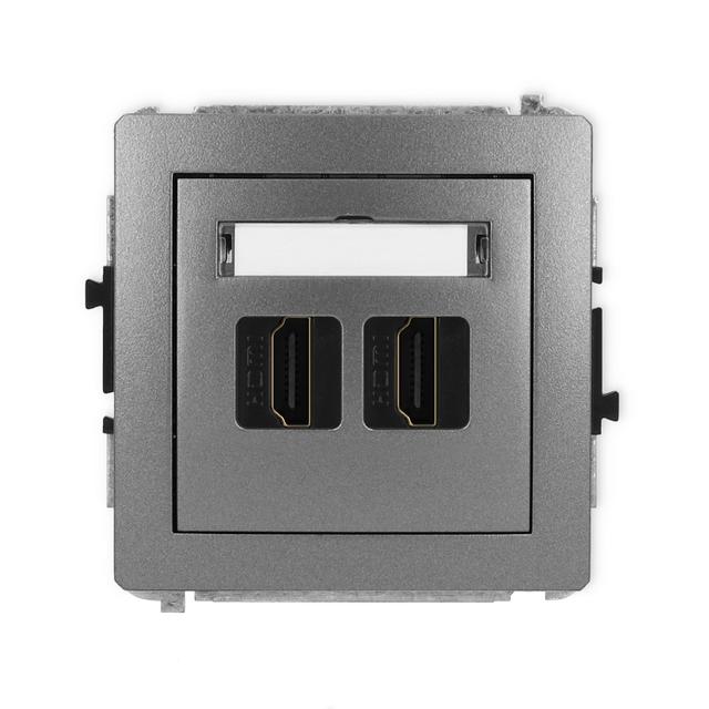 DECO Mechanizm gniazda podwójnego HDMI 2.0 grafitowy