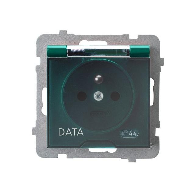 AS Gniazdo bryzgoszczelne z uziemieniem DATA IP-44 wieczko przezroczyste - kolor zielony