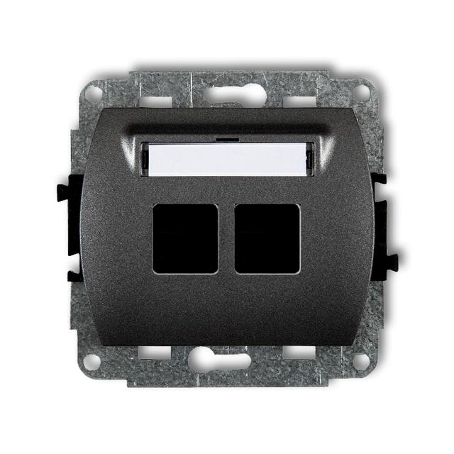 TREND Mechanizm gniazda multimedialnego podwójnego bez modułu (standard Keystone) grafitowy