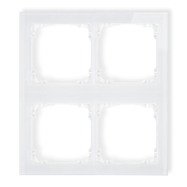 DECO Ramka modułowa 4 krotna (2 poziom, 2 pion) - efekt szkła (ramka biała; spód biała)