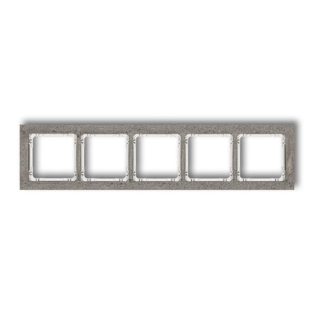 DECO Ramka uniwersalna pięciokrotna - beton (ramka: ciemnoszary; spód: biały)
