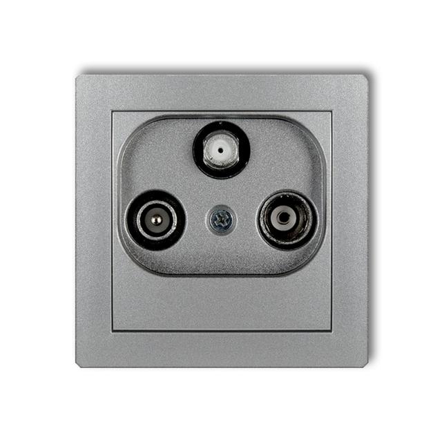 DECO Mechanizm gniazda abonenckiego RTV-SAT końcowego (2 wejścia antenowe) srebrny metalik