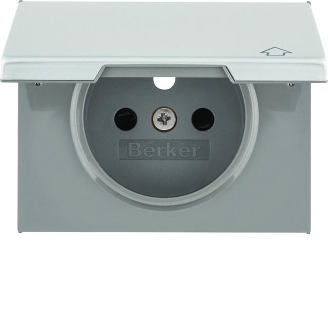 BERKER K.5 Płytka czołowa do gniazda z uziemieniem i pokrywą aluminium 3965777103 HAGER