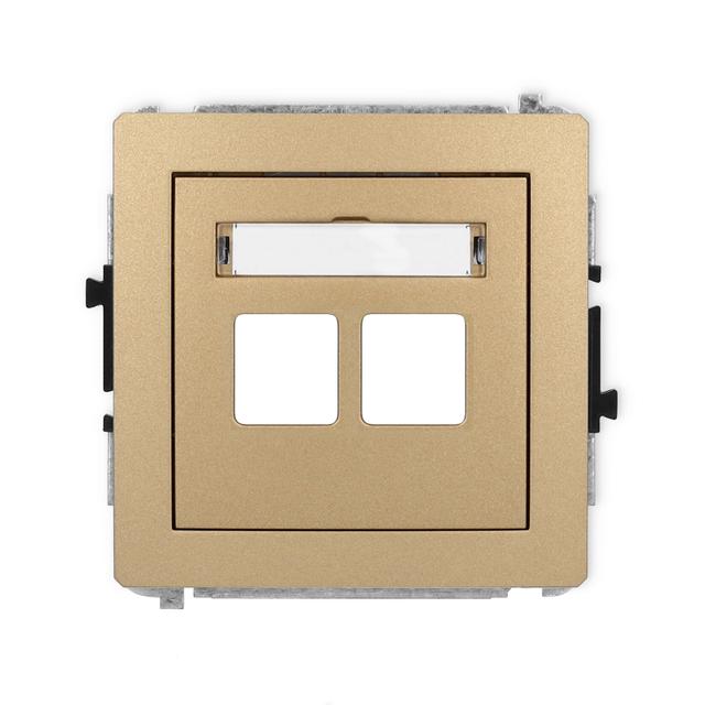 DECO Mechanizm gniazda multimedialnego podwójnego bez modułu (standard Keystone) złoty metalik
