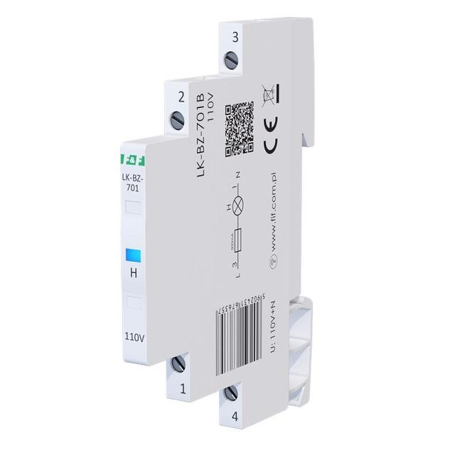 Lampka kontrolna zasilania 110V z zabezpieczeniem 1/3S 1xLED NIEBIESKA LK-BZ-701B-110 F&F