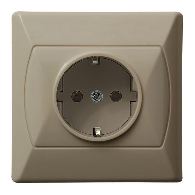 AKCENT Gniazdo pojedyncze z uziemieniem schuko - kolor beżowy