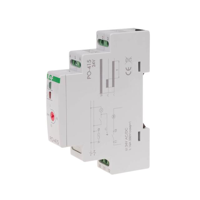Przekaźnik czasowy z opóźnionym odpadaniem montaż na szynie DIN 24V PO-415-24V-1-60S F&F