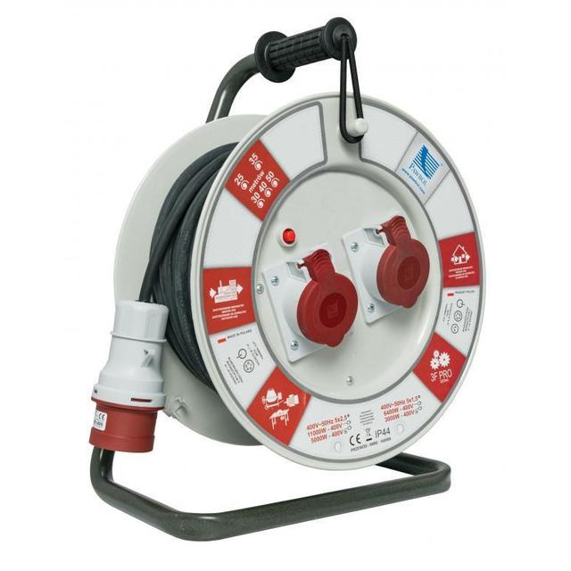 Przedłużacz zwijany na bębnie guma PBS H05RR-F 5x2,5 - 35m, 2x16A/5p (400V), IP44 biały 1105-35 B.1105-35 PAWBOL