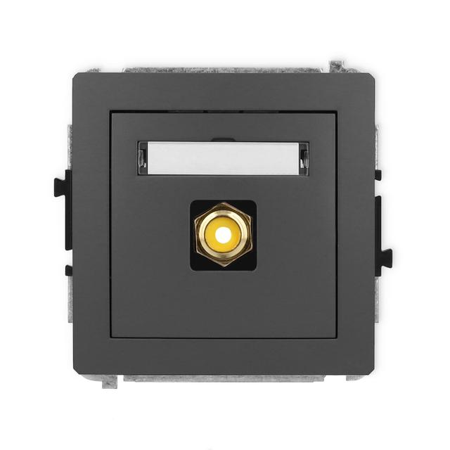 DECO Mechanizm gniazda pojedynczego RCA (typu cinch - żółty, pozłacany) grafitowy mat