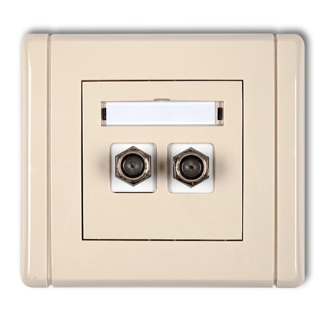 FLEXI Gniazdo antenowe podwójne typu F (SAT) niklowane beżowy