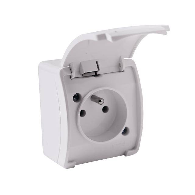 Gniazdo pojedyncze 2P+Z AQUATIC IP44 biały, 10 szt. OR-OE-7105/W/10 ORNO