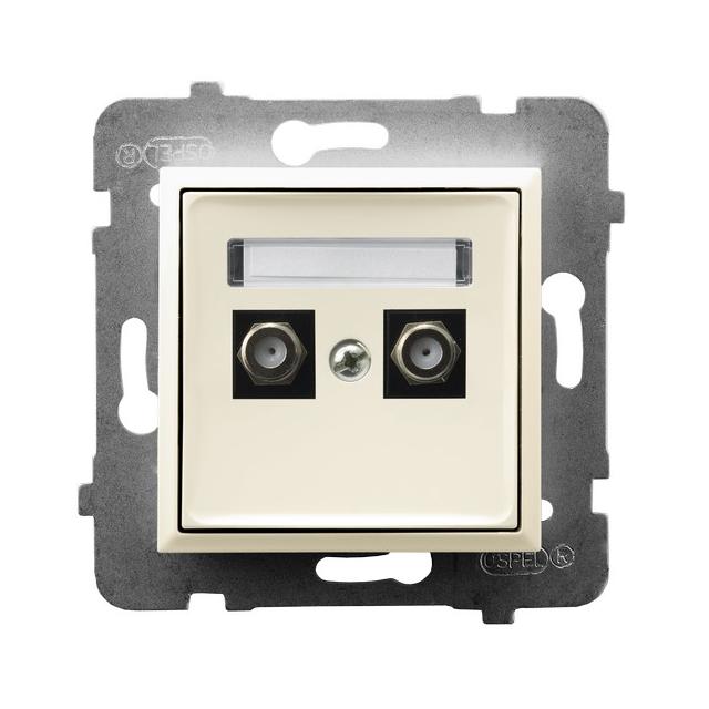 ARIA Gniazdo antenowe typu F podwójne - kolor ecru