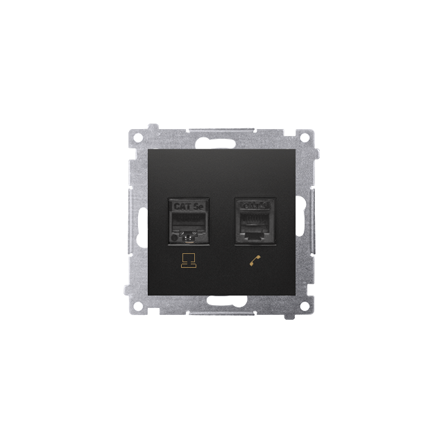 Simon 54 Gniazdo komputerowe RJ45 kategoria 5e + telefoniczne RJ12 czarny D5T.01/49 KONTAKT