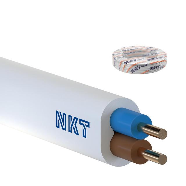 Przewód instalacyjny NKT instal YDYp 2x2,5mm2 biały płaski /100m/ NKT