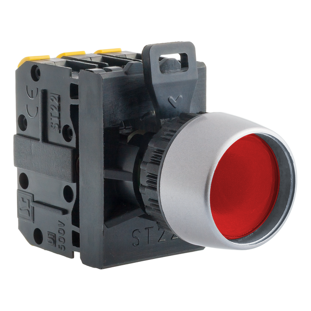 PRZYCISK KRYTY PODŚW BSP CZERWONY 1 ROZ PIERŚCIEŃ NIKLOWANY