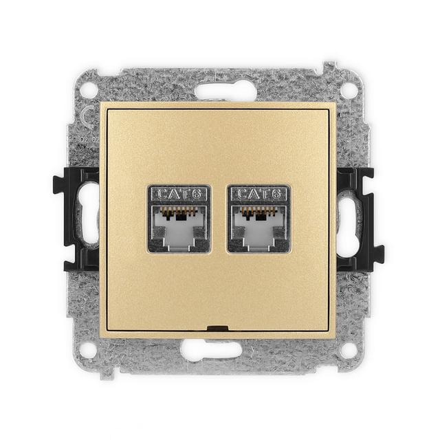 ICON Mechanizm gniazda komputerowego podwójnego 2xRJ45, kat. 6, ekranowany, 8-stykowy, bez pola opis