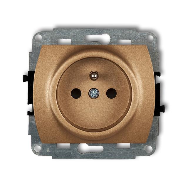 TREND Mechanizm gniazda pojedynczego z uziemieniem 2P+Z (przesłony torów prądowych) złoty metalik