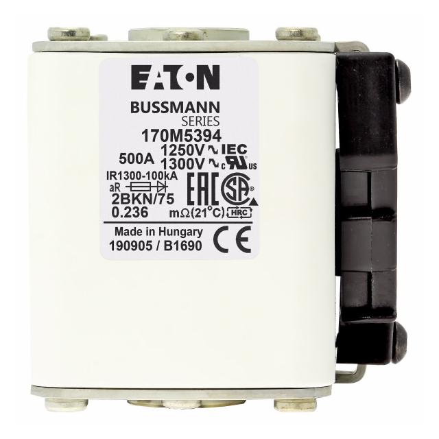 FUSE 500A 1250V 2BKN/75 AR CU Wkładka szybka 500A AC 1250V rozmiar 2 61x75x77 mm aR IEC UL 170M5394