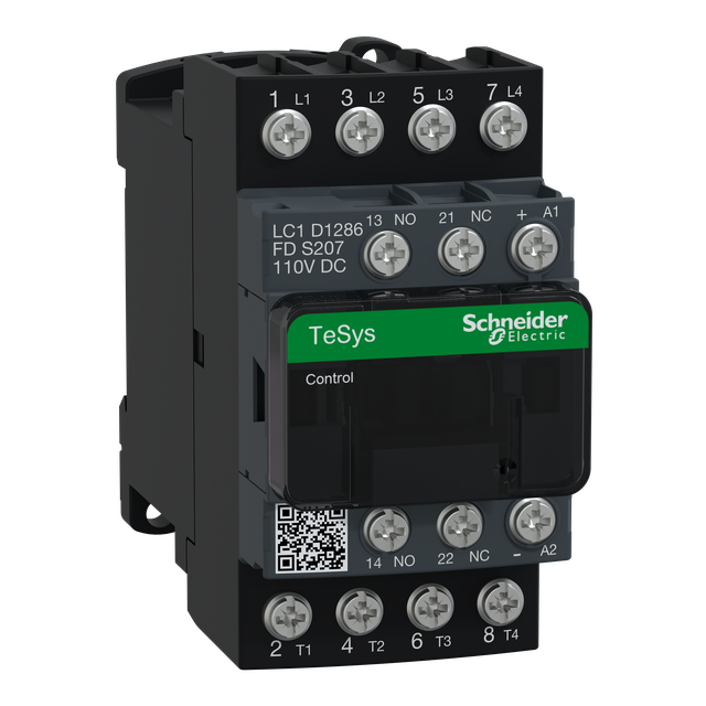 Stycznik mocy TeSys D [AC-3] 25A 4P 2Z 2R kolejowy cewka 110VDC LC1D1286FDS207 Schneider