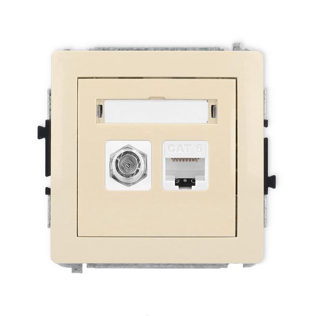 DECO Mechanizm gniazda antenowego poj. typu F (SAT) + gniazda komp. poj. 1xRJ45, kat. 6, 8-stykowy b