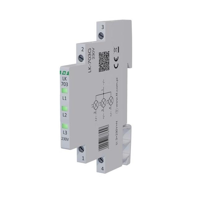 Lampka kontrolna zasilania 1/3S 3xLED ZIELONA LK-703G F&F