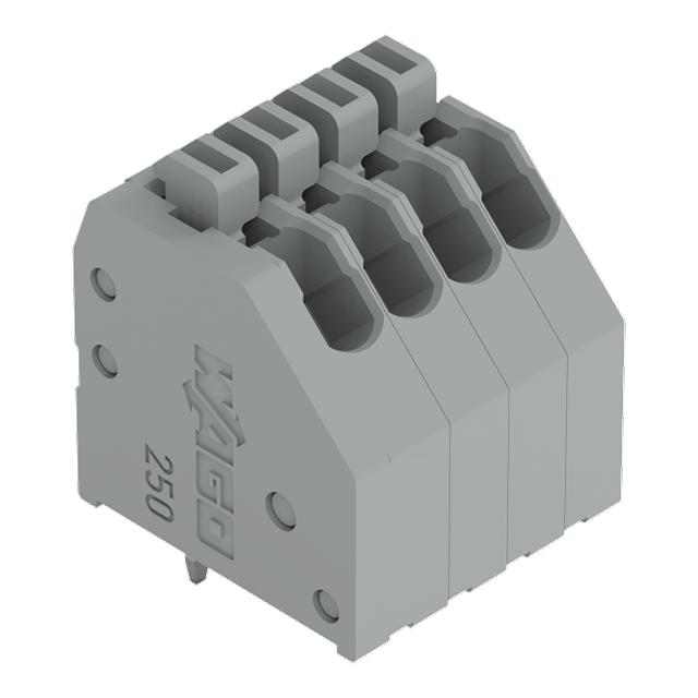 Złączka do płytek drukowanych przycisk 0,5mm2 RM 2,5mm 4-bieg szara /100szt./ 250-404 WAGO