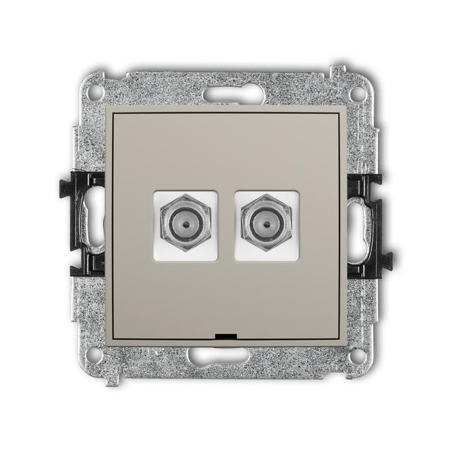 ICON Mechanizm gniazda antenowego podwójnego typu F (SAT) niklowany, bez pola opisowego taupe