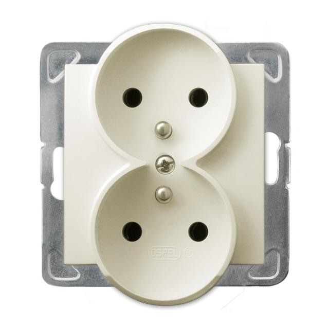 IMPRESJA Gniazdo podwójne z uziemieniem moduł bez ramki - kolor ecru GP-2YRZ/m/27