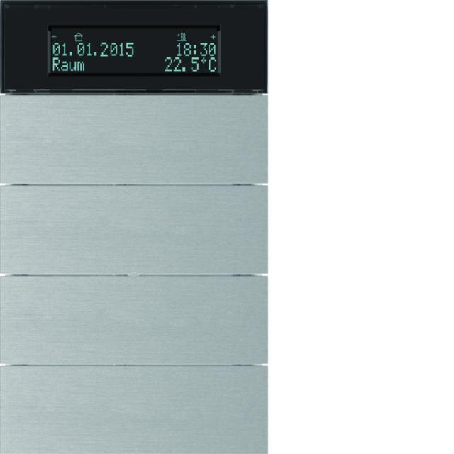 BERKER B.IQ Przycisk poczwórny z regulatorem temperatury i wyświetlaczem aluminium 75664594 HAGER
