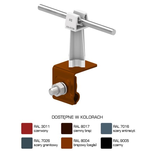 Uchwyt na blachę, na felc ze sł.plast./LA/ słupek szary