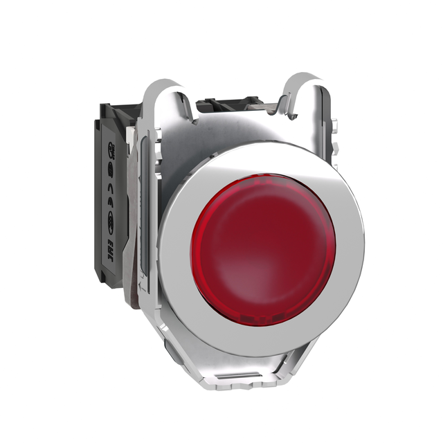 Harmony XB4 Przycisk podświetlany zlicowany metal czerwony fi30 zintegrowana dioda LED 120V AC 1Z + XB4FW34G5 Schneider