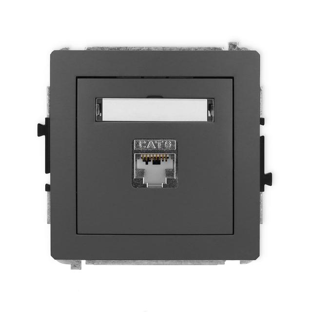 DECO Mechanizm gniazda komputerowego pojedynczego 1xRJ45, kat. 5e, ekranowany, 8-stykowy grafitowy m