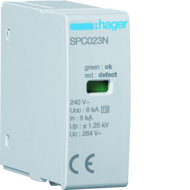 SPD Moduł T3 MOV 2P sieć TN-S In=5kA Uc=264V Uoc=6kV Up=1,25kV SPC023N HAGER
