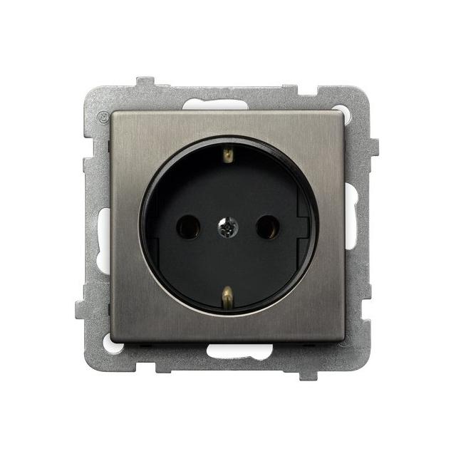 SONATA STAL INOX Gniazdo pojedyncze schuko kolor stal inox GP-1RMS/m/37 OSPEL