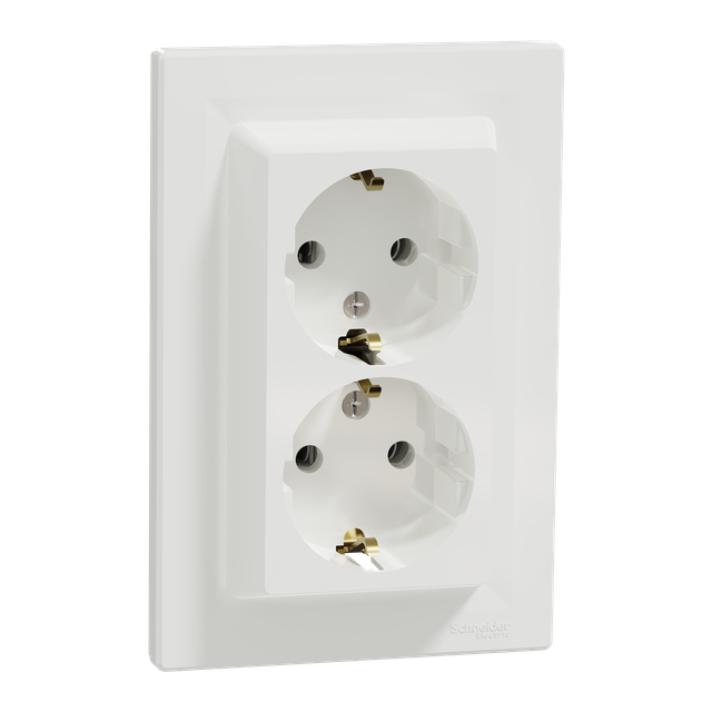 Asfora, gniazdo podwójne schuko, biały