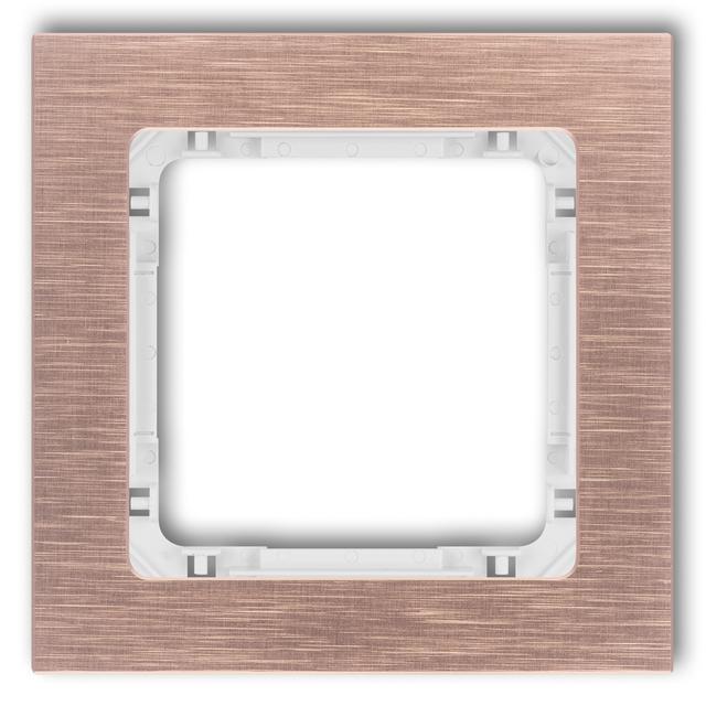 DECO Ramka uniwersalna pojedyncza - aluminium szczotkowane (ramka: kolor miedziany; spód: biały) mie