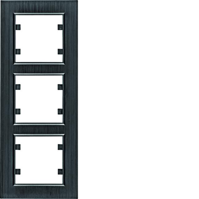 lumina passion Ramka potrójna pionowa aluminium czarne WL9133 HAGER