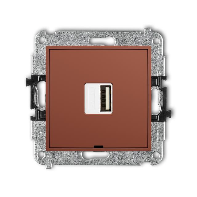 MINI Mechanizm ładowarki USB pojedynczej USB A, 5W max., 5V, 1A, bez pola opisowego terakota