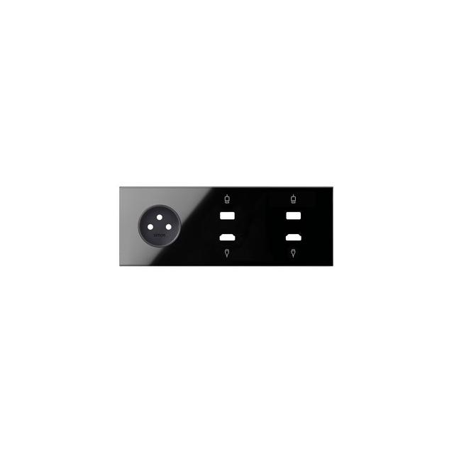 Simon 100 Panel 3-krotny: 1 gniazdo + 1 HDMI + 1 USB + 1 HDMI + 1 USB czarny 10020318-138 KONTAKT