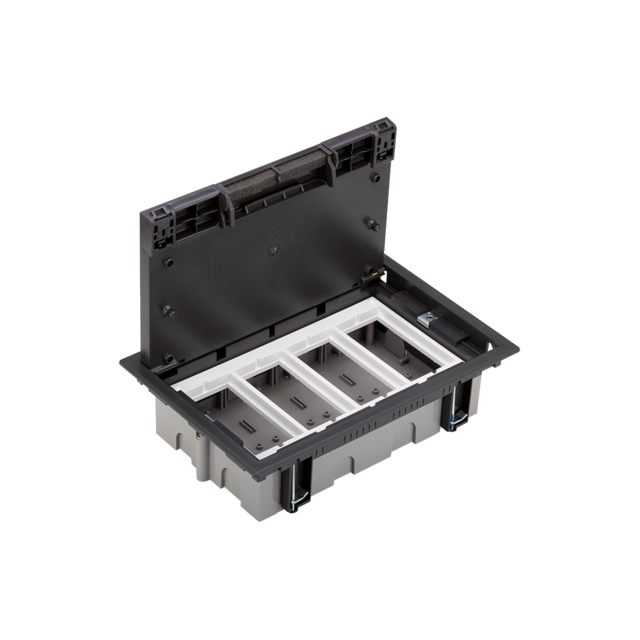 Simon Connect Puszka podłogowa 4-modułowa 8x K45 gł. 70mm+SM402/9 szary grafit