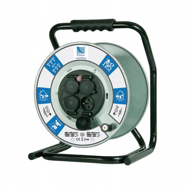 Rozgałęźnik na bębnie metalowym O 300, 4xGZ16A (250V), IP 44, z wył. term.