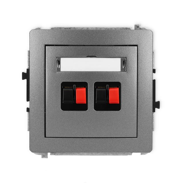 DECO Mechanizm gniazda głośnikowego podwójnego grafitowy