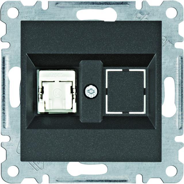 lumina Gniazdo komputerowe pojedyczne RJ45 kat.5e FTP, czarny HAGER