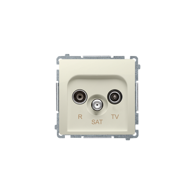 Simon Basic Gniazdo antenowe R-TV-SAT przelotowe 1x wejście: 5 MHz–24 GHz beż BMZAR-SAT10/P.01/12 KONTAKT