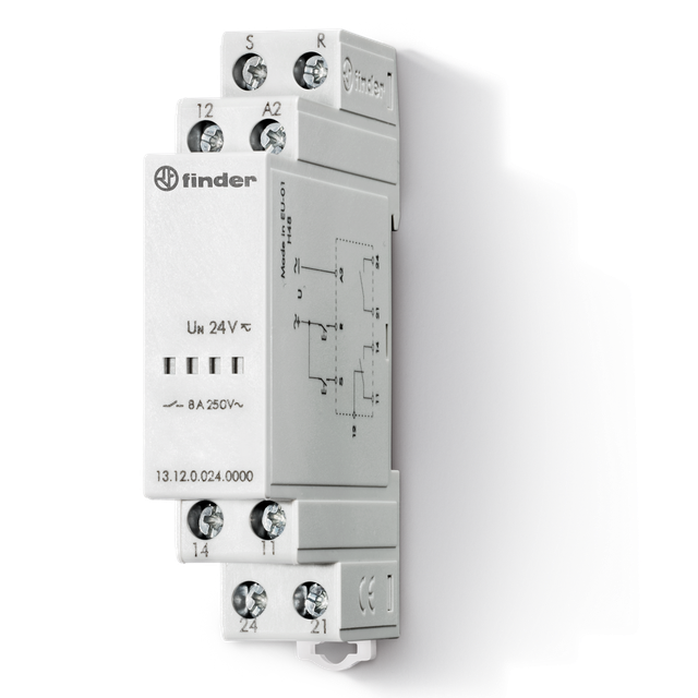 Elektroniczny przekaźnik bistabilny serii 13: 1P + 1Z 8A 12V AC/DC 13.12.0.012.0000 /5szt./ FINDER