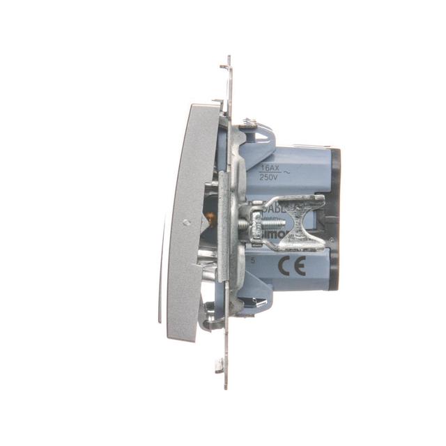 Simon 54 Łącznik świecznikowy z podświetleniem LED i do wersji IP44 16A 250V zaciski śrubowe srebrny mat *Posiada wkładkę DU1W DW5ABL.01/43 KONTAKT