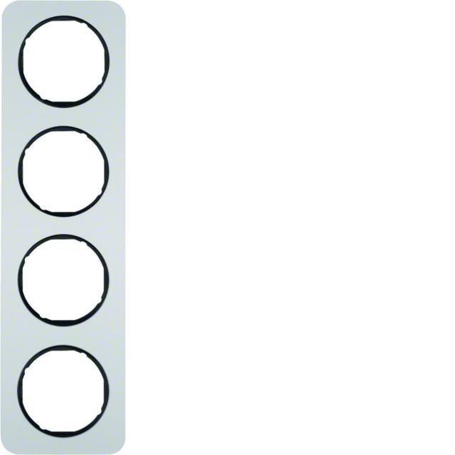 BERKER R.1 Ramka poczwórna aluminium/czarny 10142184 HAGER