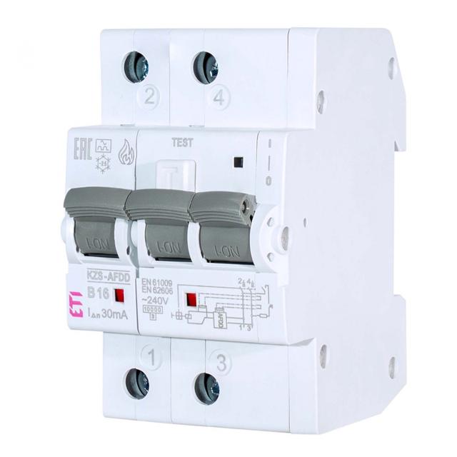 Wyłącznik różnicowonadprądowy z detekcją zwarć łukowych KZS-AFDD 3M 2P B15A 30mA typ A 002173819 ETI