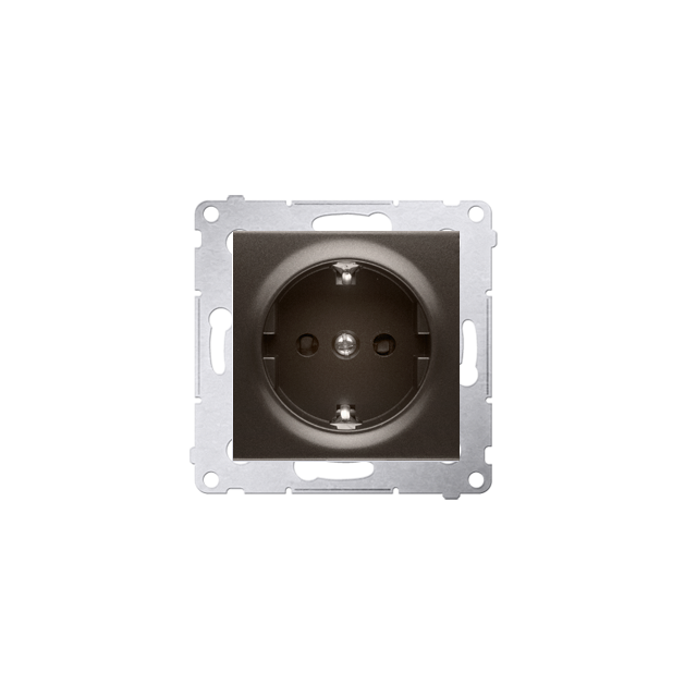 Simon 54 Gniazdo Schuko z przesłonami 16A szybkozłączka brąz mat