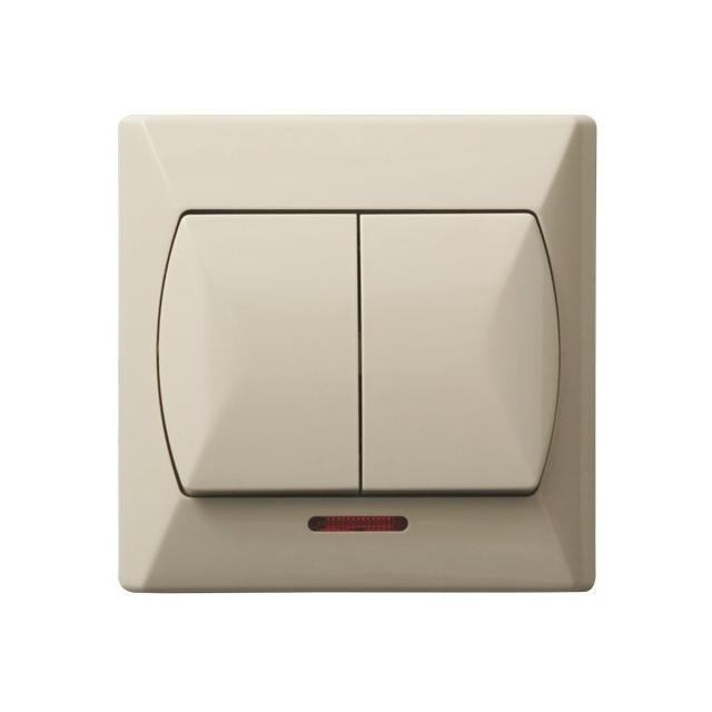 AKCENT Łącznik dwugrupowy świecznikowy z podświetleniem pomarańczowym - kolor beżowy